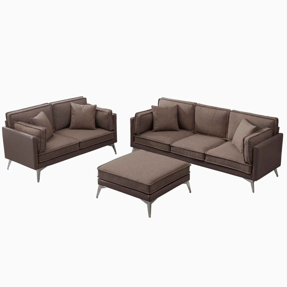 Cecer Mid Century Linen Upholstered Sofa Set