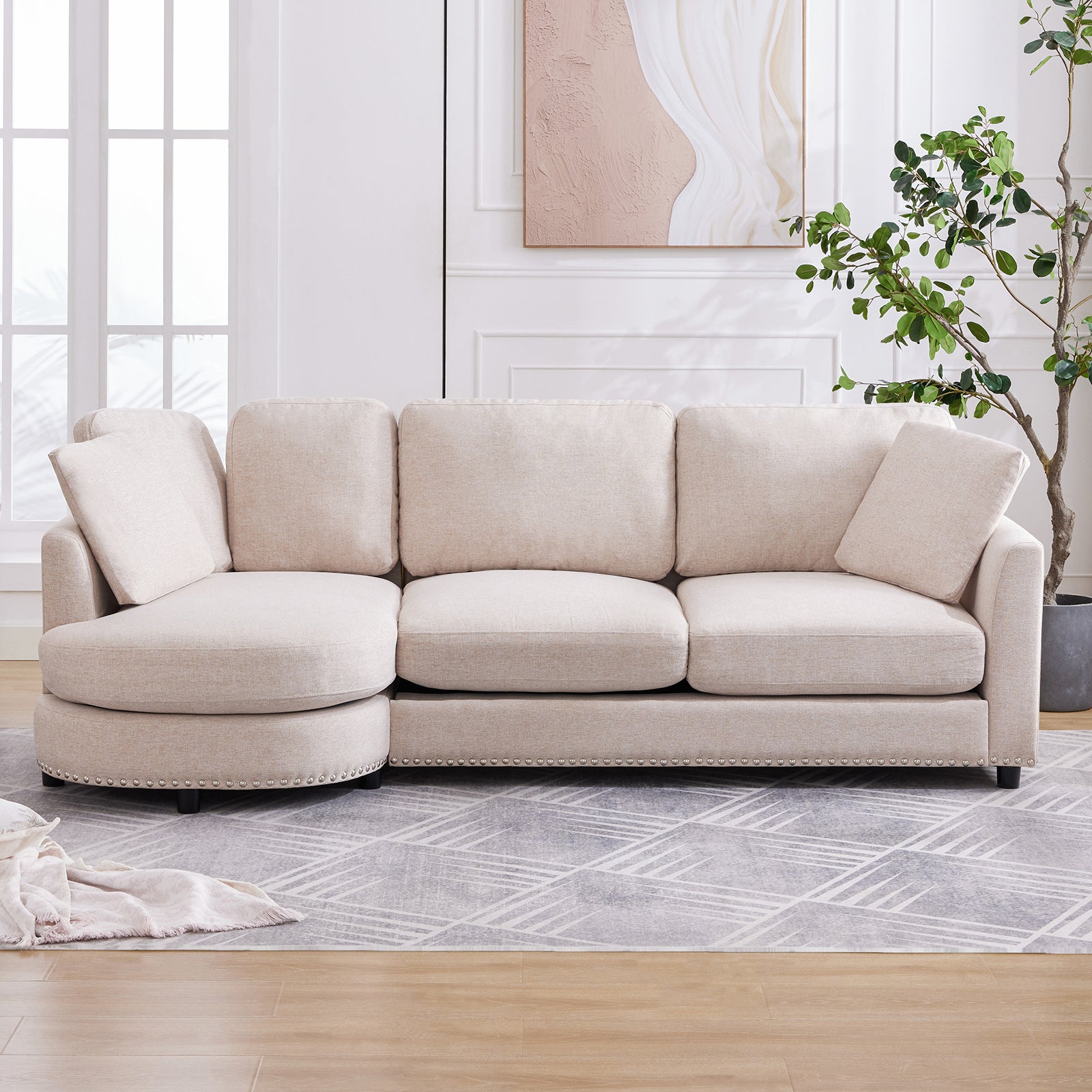 Cecer 3-Seater Modern Curved Sofa Couch