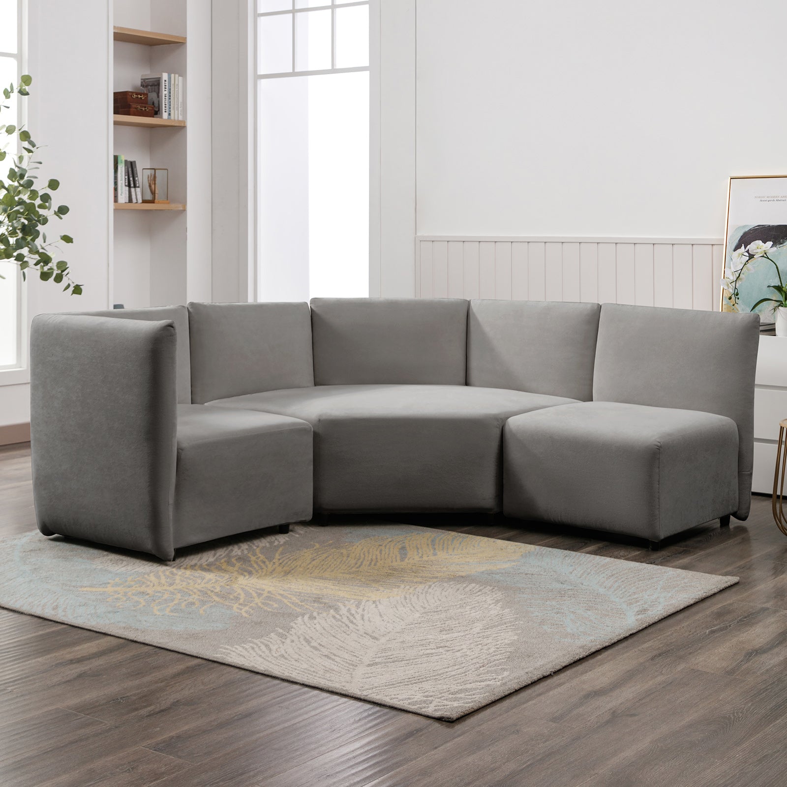 Cecer 3-Piece Free Combination Curved Modular Sectional Sofa