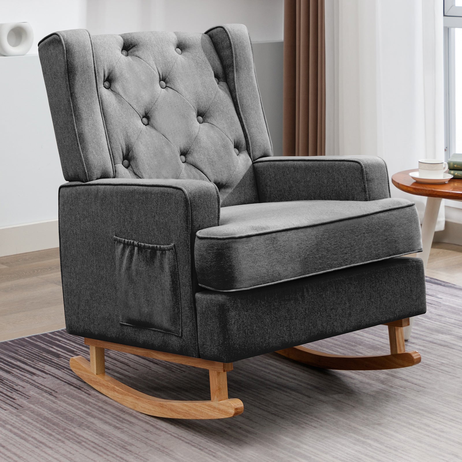 Cecer Modern Accent Rocking Chair with High Backrest