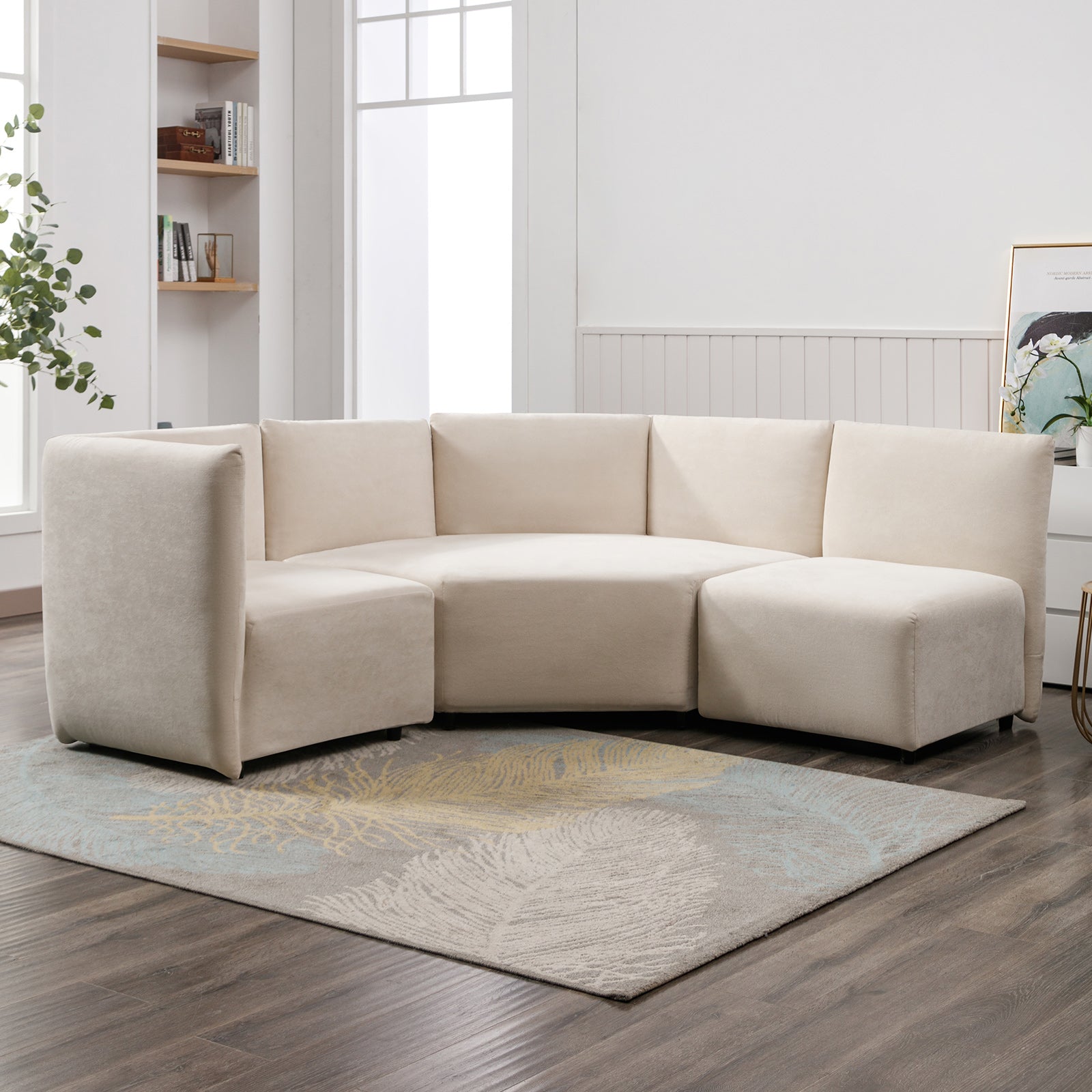Cecer 3-Piece Free Combination Curved Modular Sectional Sofa