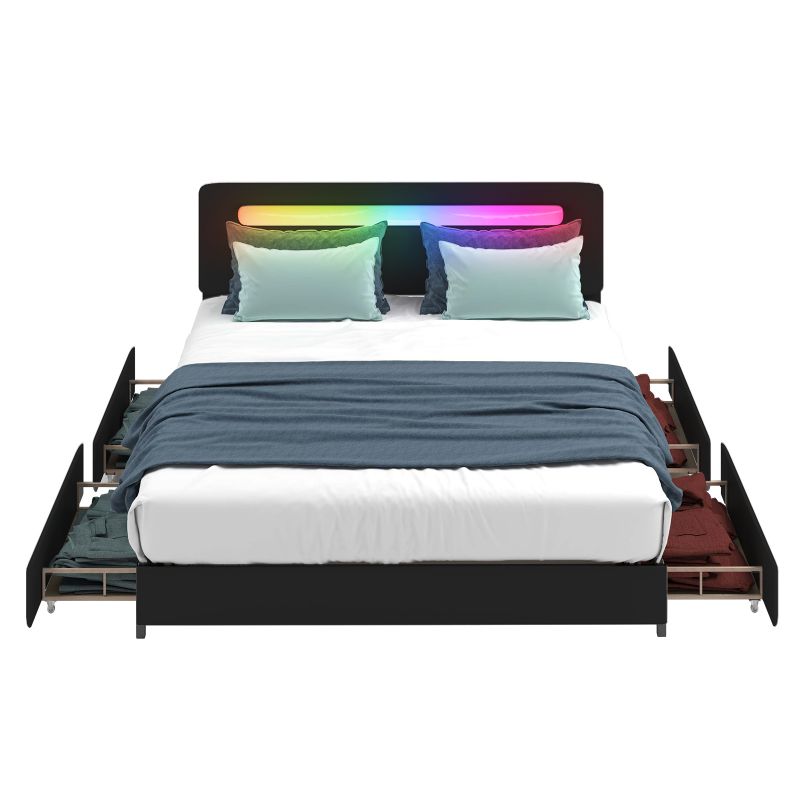 Cecer California King/King/Queen/Full Size LED Storage Bed