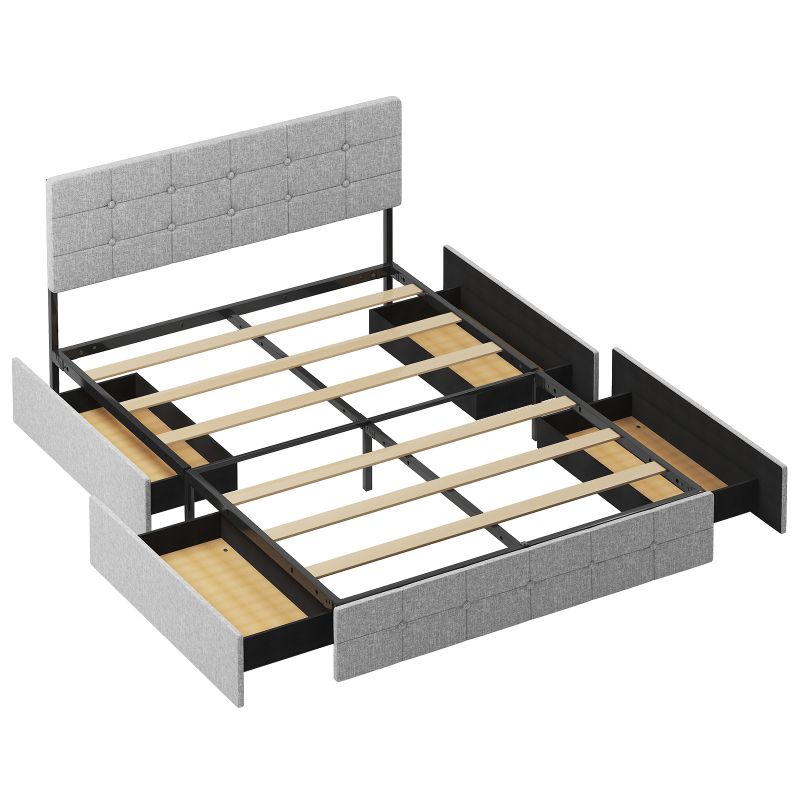 Cecer Upholstered Bed with 4 Storage Drawers