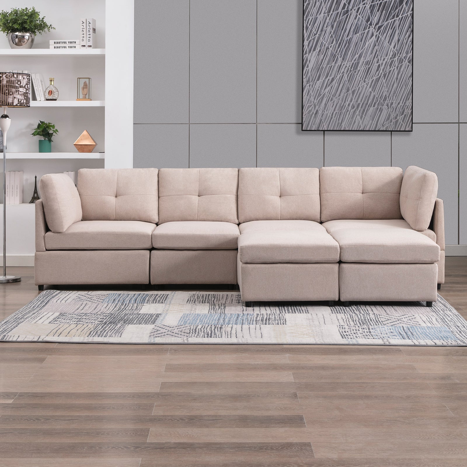 Cecer L/U Shaped Convertible Sectional Sofa Couch with Ottoman