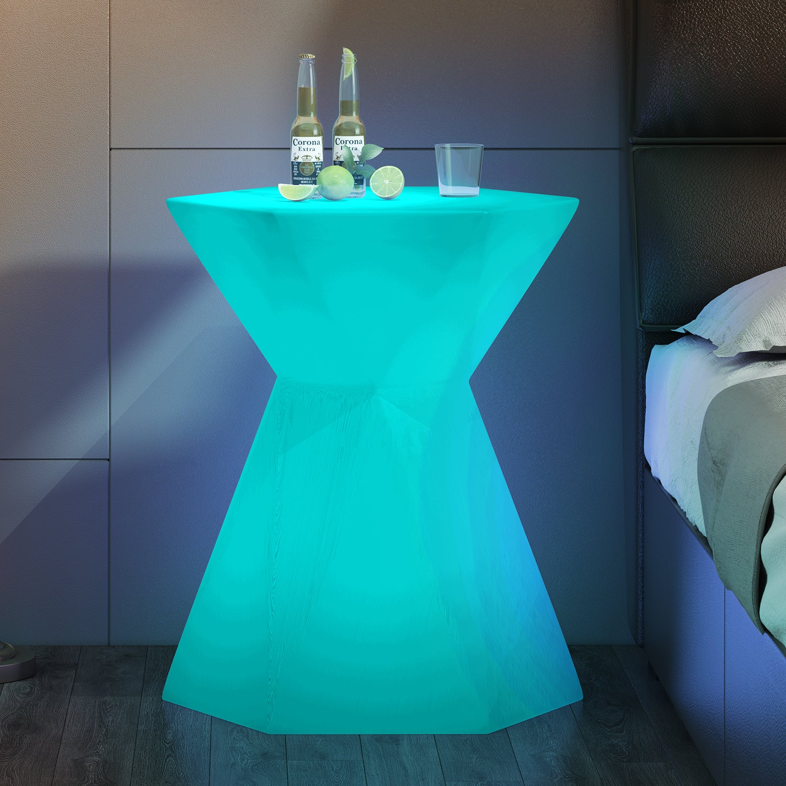 Cecer Changing Colors LED Cocktail Table with Slim Waist, 20" Light Up Wine Table Cordless LED Cocktail Table, Rechargeable Light Up Pub Table for Party, Home Patio Pool Ambiance LED Furniture
