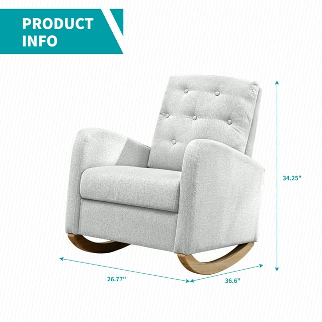 CECER Modern Rocking Chair, Classic Lounge Arm Chair, Upholstered Nursery Chair, Patio Nursing Armchair, Rocking Sofa Chair, Accent Rocker Chair for Home Living Room Apartment Office - Beige