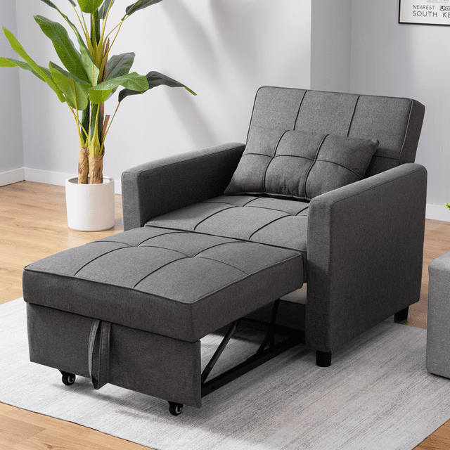 CECER Convertible Sleeper Chair, 3-in-1 Sofa Chair Bed with Adjustable Backrest for Living Room