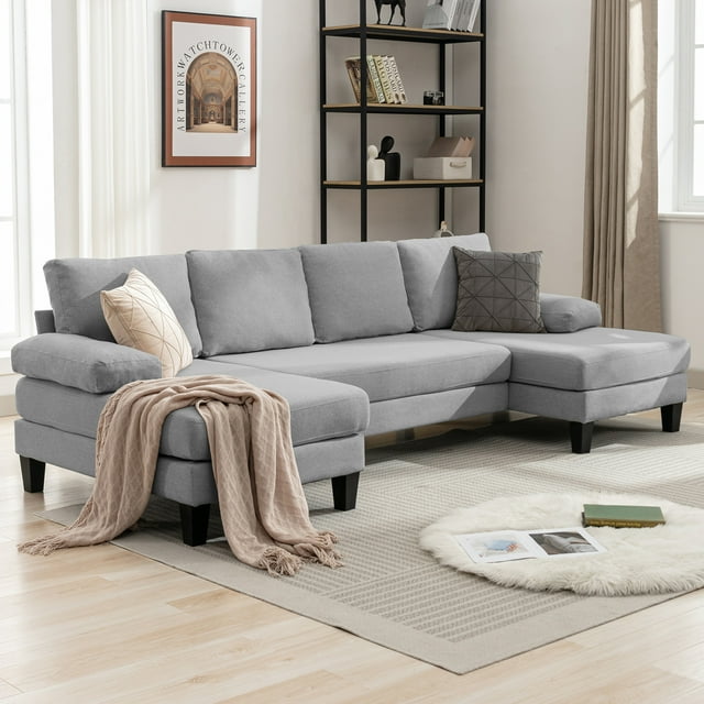 Cecer U Shaped Sectional Sofa, 4-Seat Modular Sofa, Living Room Modern Couch with Chaise