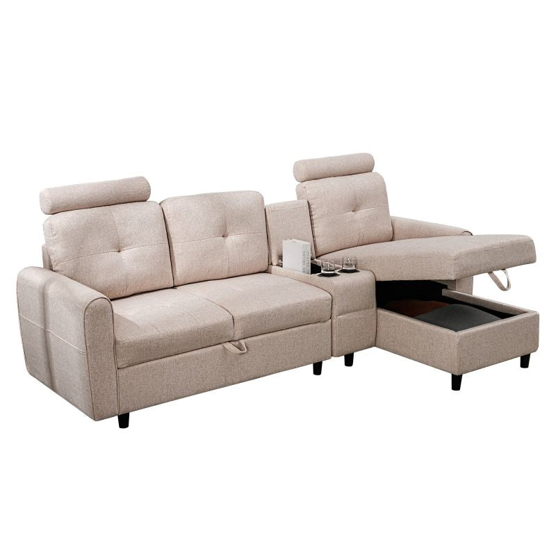 Cecer Convertible Sectional Couch with Storage Chaise