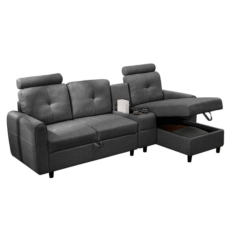 Cecer Convertible Sectional Couch with Storage Chaise