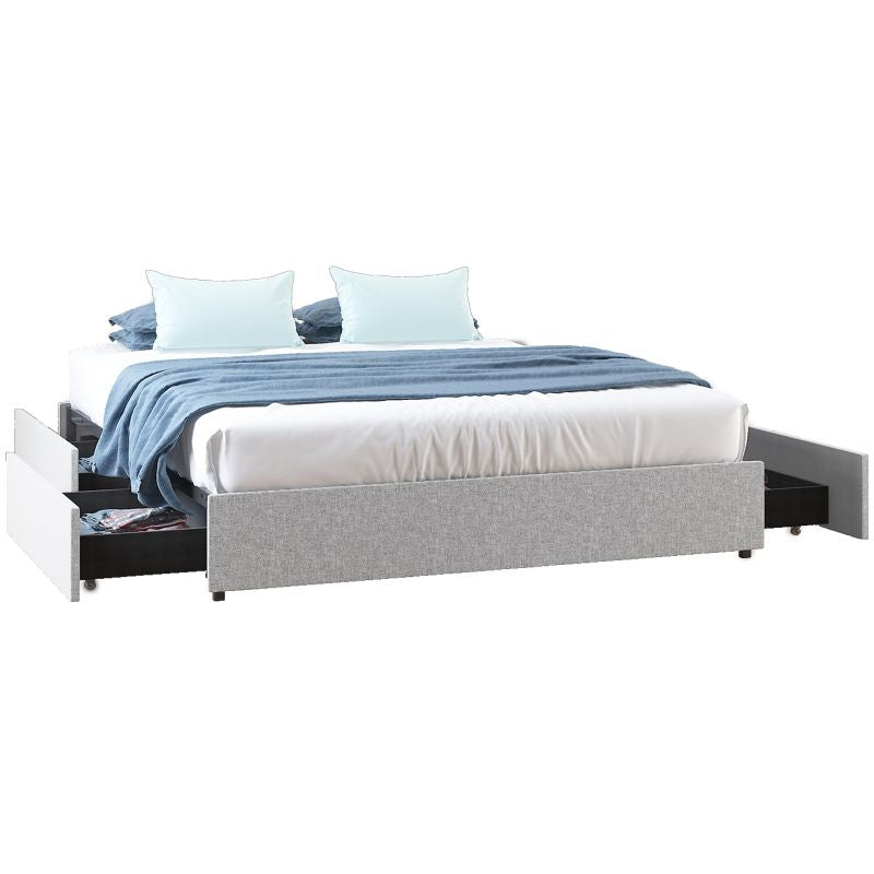 Cecer Linen Upholstered Platform Bed with 4 Storage Drawers