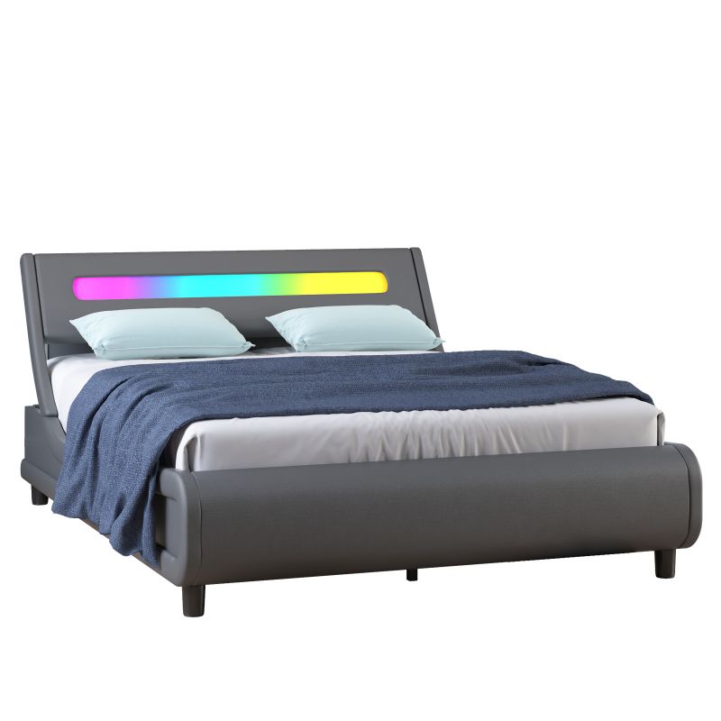 Cecer Platform Bed Frame with LED Headboard