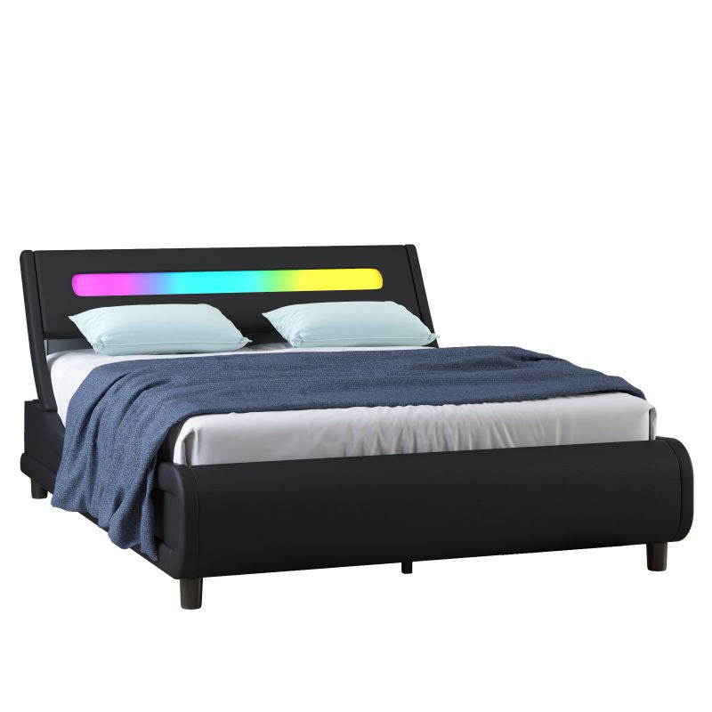 Cecer Platform Bed Frame with LED Headboard