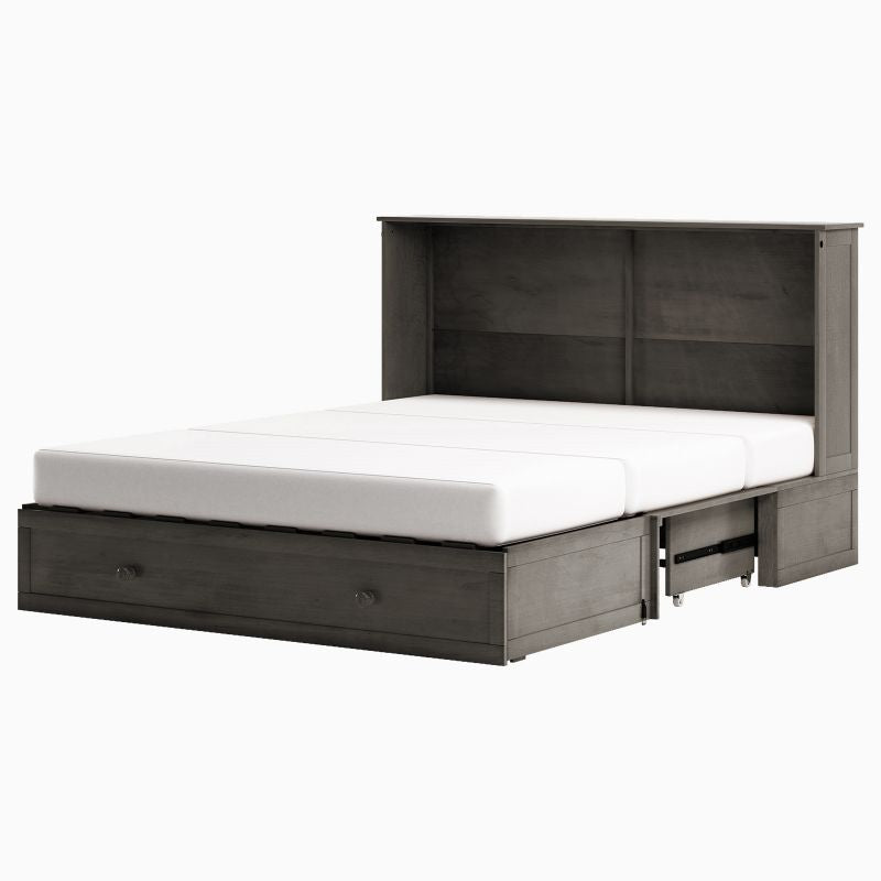 Cecer Queen Size Murphy Bed with Foldable Mattress and Drawer