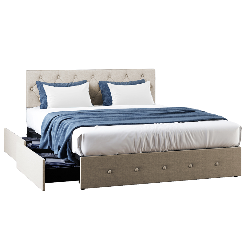 Cecer Upholstered Platform Bed Frame with 4 Drawers
