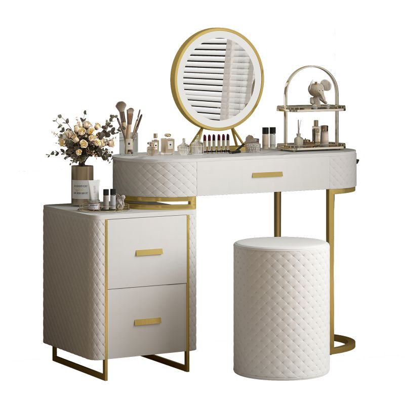 Cecer Vanity Desk with LED Mirror And Drawers