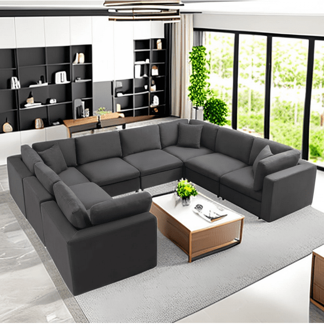 Cecer Modern Velvet L-Shaped Sectional Sofa Couch, Oversized 3-Seat Sofa with Reversible Chaise for Living Room,Office