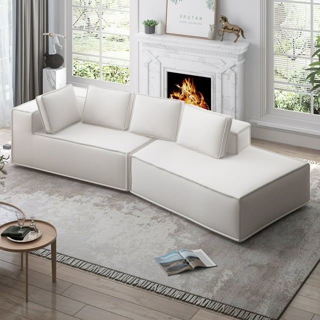 Cecer Convertible Sectional Sofa, Curved Modern Sofas for Living Room