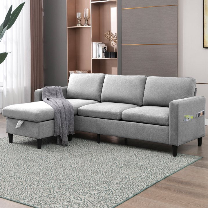 Cecer Sectional Sofa Couch with Storage Ottoman
