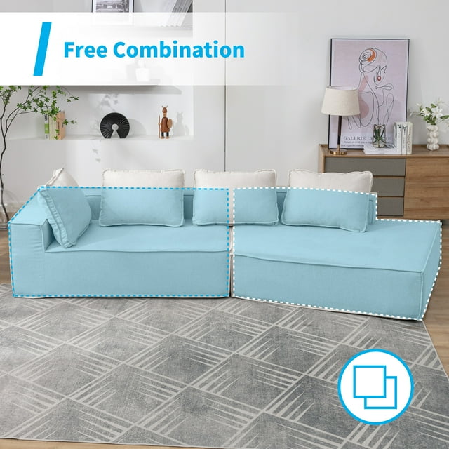 Cecer Convertible Sectional Sofa, Curved Modern Sofas for Living Room