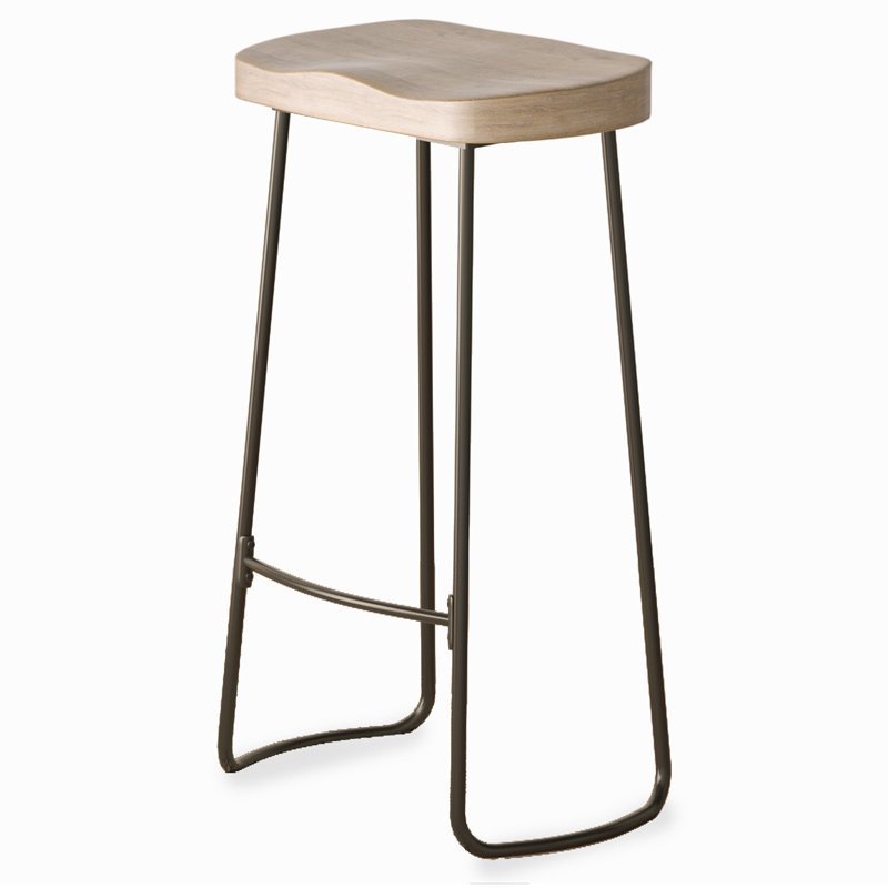 Bar Stools | Modern Backless Wood Bar Chairs with Footrest and Industrial Metal Legs - Mjkonebar chair