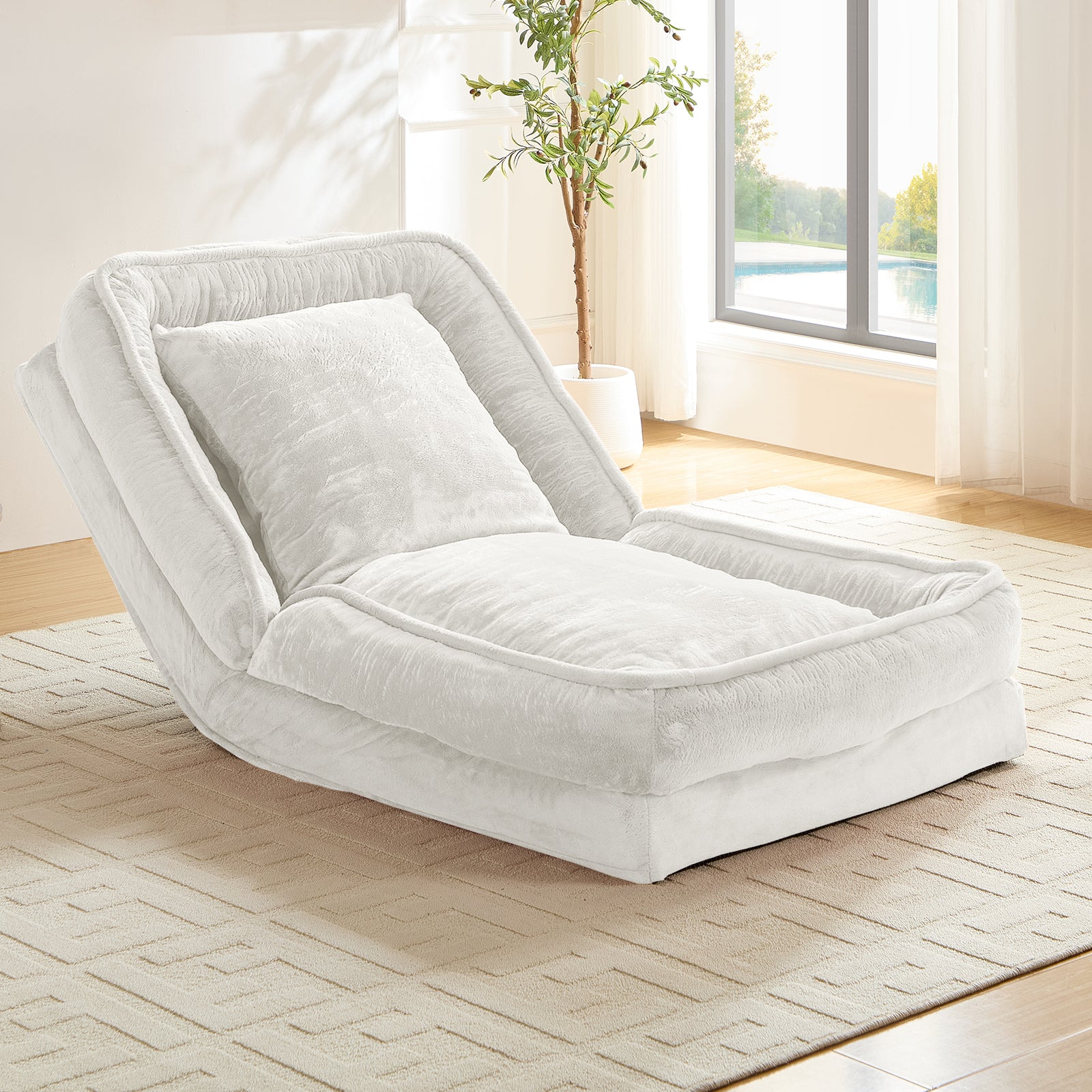 BALUS 71" Bean Bag Floor Sofa with 2 Soft Pillows, Human Dog Bed for Adult , Convertible Couch Bed , Artifical Fur,