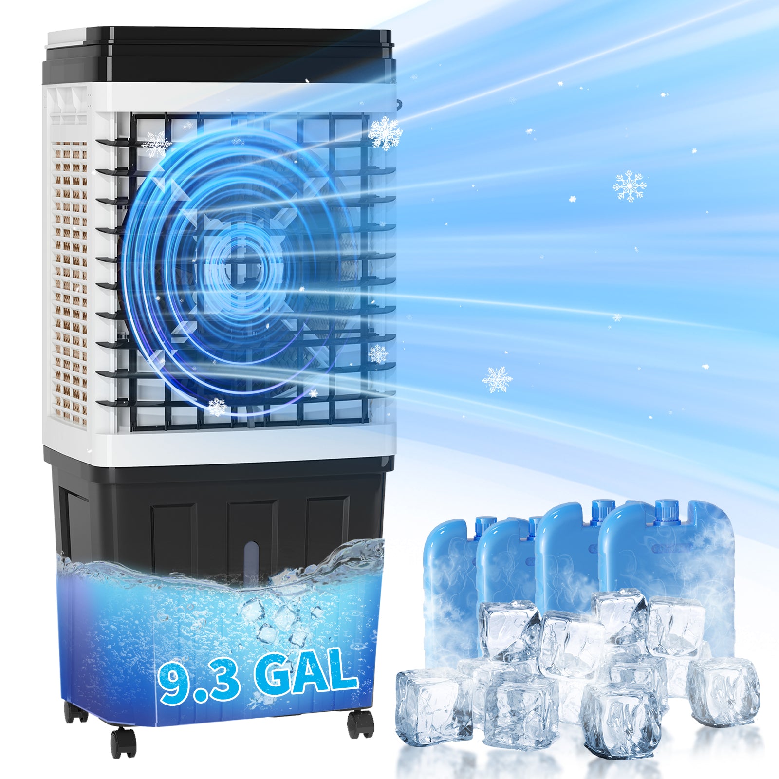 CECER Evaporative Air Cooler, 706 CFM Swamp Cooler with 2.6 gal Tank, 7H Timer, Remote Control,Gray