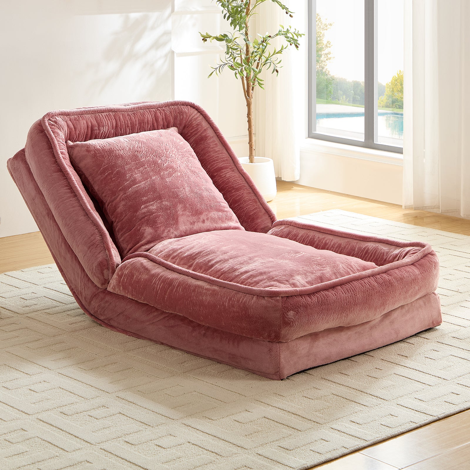 BALUS 71" Bean Bag Floor Sofa with 2 Soft Pillows, Human Dog Bed for Adult , Convertible Couch Bed , Artifical Fur,
