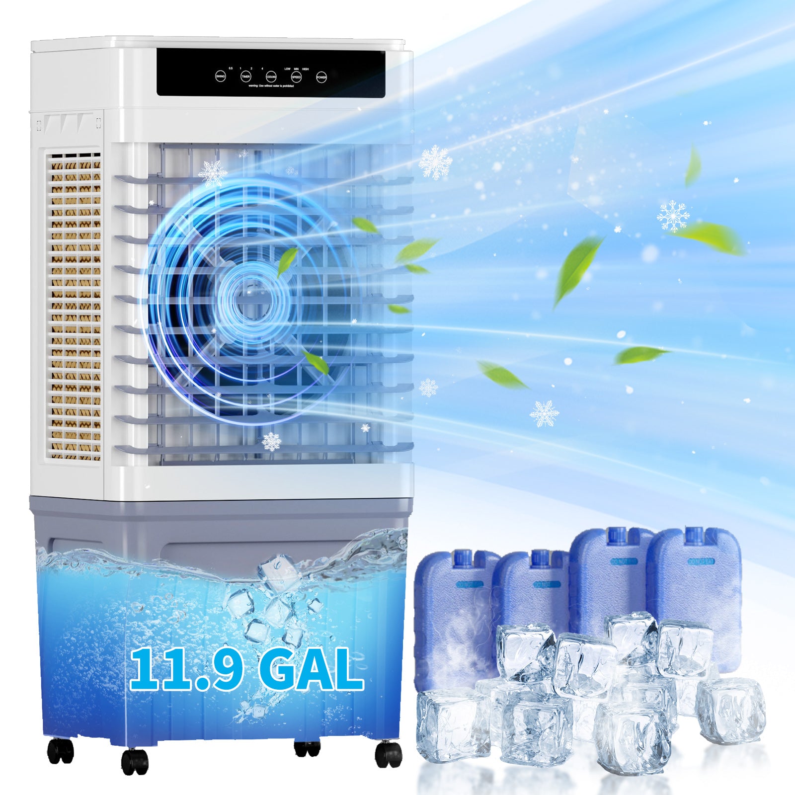 CECER Evaporative Air Cooler, 706 CFM Swamp Cooler with 2.6 gal Tank, 7H Timer, Remote Control,Gray