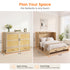 Mjkone Murphy Bed Queen with Mattress,Murphy Cabinet Bed with Rattan Panel and Charging Station,Multifunctional Storage Cabinet Bed for Bedroom