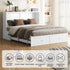 ZAFLY Murphy Bed with Trifold Foam Mattress, Cabinet Bed with Charging Station, Queen Size Cabinet Chest Bed with Large Drawers for Living Room/Bedroom