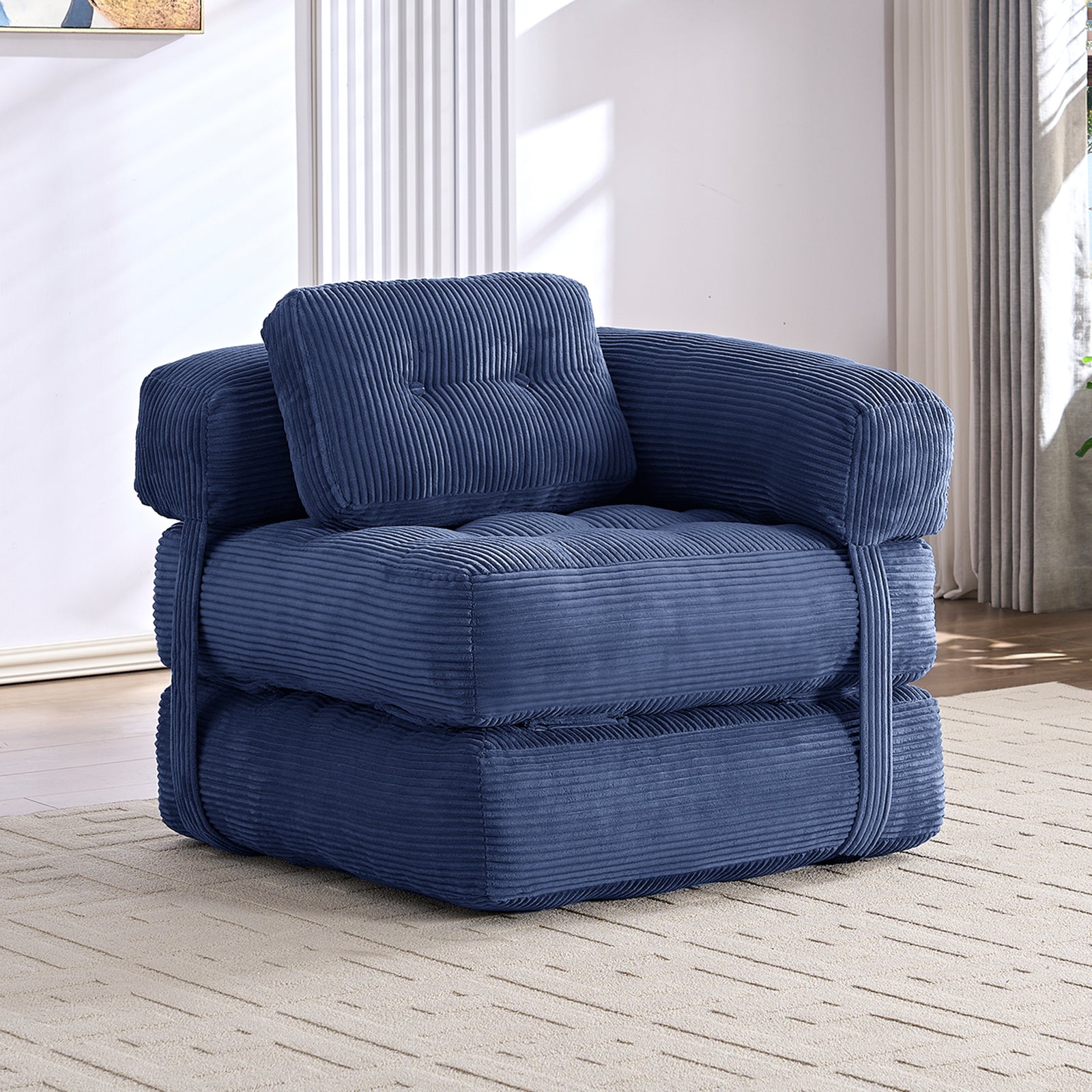 BALUS Convertible Futon Lazy Sofa, Single Floor Sleep Couch For Apartment/ Bedroom, Fold Out Sofa Bed, Corduroy