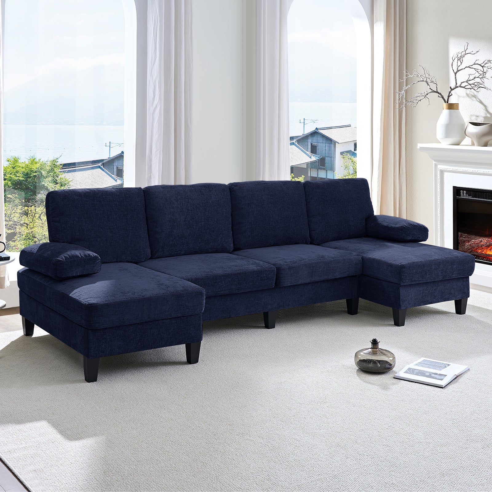 BALUS Convertible U/L Shape Sectional Sofa , Oversized 4 Seat Modular Couch for Living Room/ Apartment