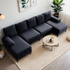 Puremind U-Shaped Sectional Sofa, 112"W Corduroy Couch, 4 Seat Lounge Sleeper Sofa with Double Chaise for Living Room/Apartment