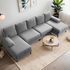 Puremind U-Shaped Sectional Sofa, 112"W Corduroy Couch, 4 Seat Lounge Sleeper Sofa with Double Chaise for Living Room/Apartment