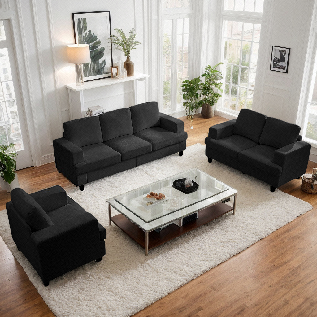 Puremind 3 Piece Living Room Furniture Sets, Sofa and Loveseat Set with Armchair, Chenille Sectional Couches and Sofas Sets for Apartment/Small Space