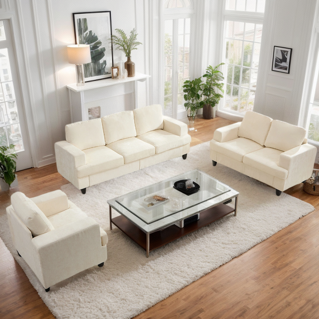Puremind 3 Piece Living Room Furniture Sets, Sofa and Loveseat Set with Armchair, Chenille Sectional Couches and Sofas Sets for Apartment/Small Space