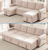 Puremind 103" Pull Out Sofa Bed with Double Storage Chaise, Corduroy U Shaped Convertible Sectional Sleeper Sofa for Living Room