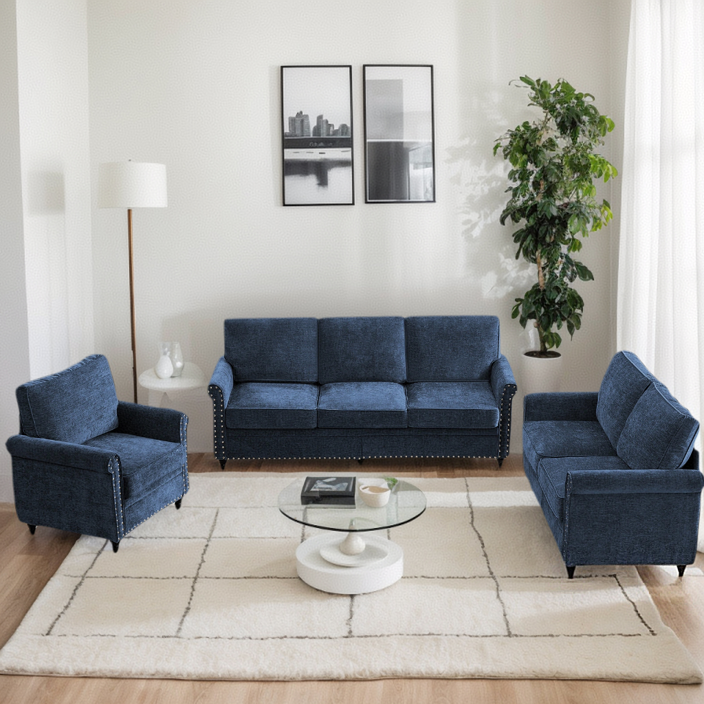 Puremind Living Room Furniture Sets, 3 Piece Sofa Set, Chenille Sectional Couches for Living Room/Apartment, Include Sofa, Loveseat and Armchair