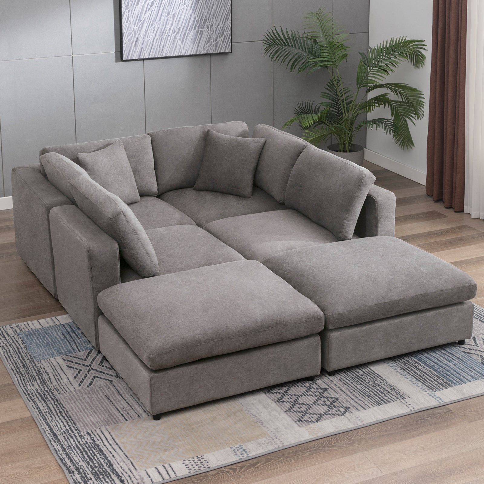 Modern Convertible Sectional Sofa Set