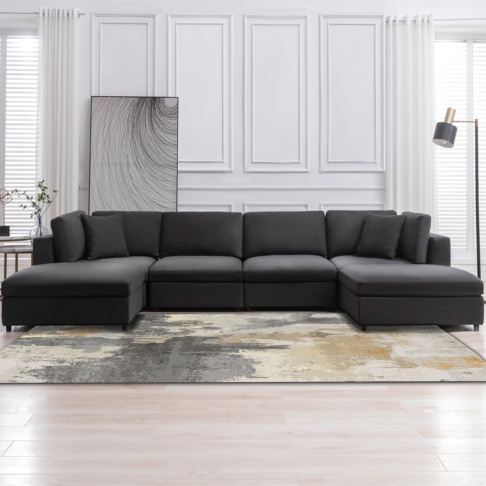 Modern Convertible Sectional Sofa Set