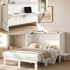 Puremind Murphy Bed with Mattress & Desk, Hideaway Wall Bed with Charging Port, Folding Cabinet Bed for Home/Small Space
