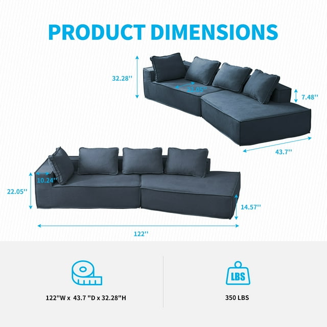 Cecer Convertible Sectional Sofa, Curved Modern Sofas for Living Room