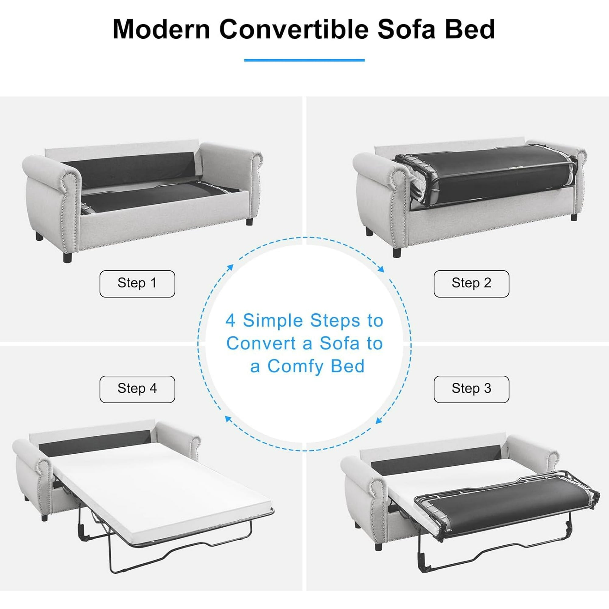 Puremind Pull Out Sofa Bed, Convertible 2-in-1 Sleeper Sofa Bed with Memory Foam Mattress, Upholstered Pull out Couch Bed, Loveseat Sleeper Sofa for Living Room/Apartment