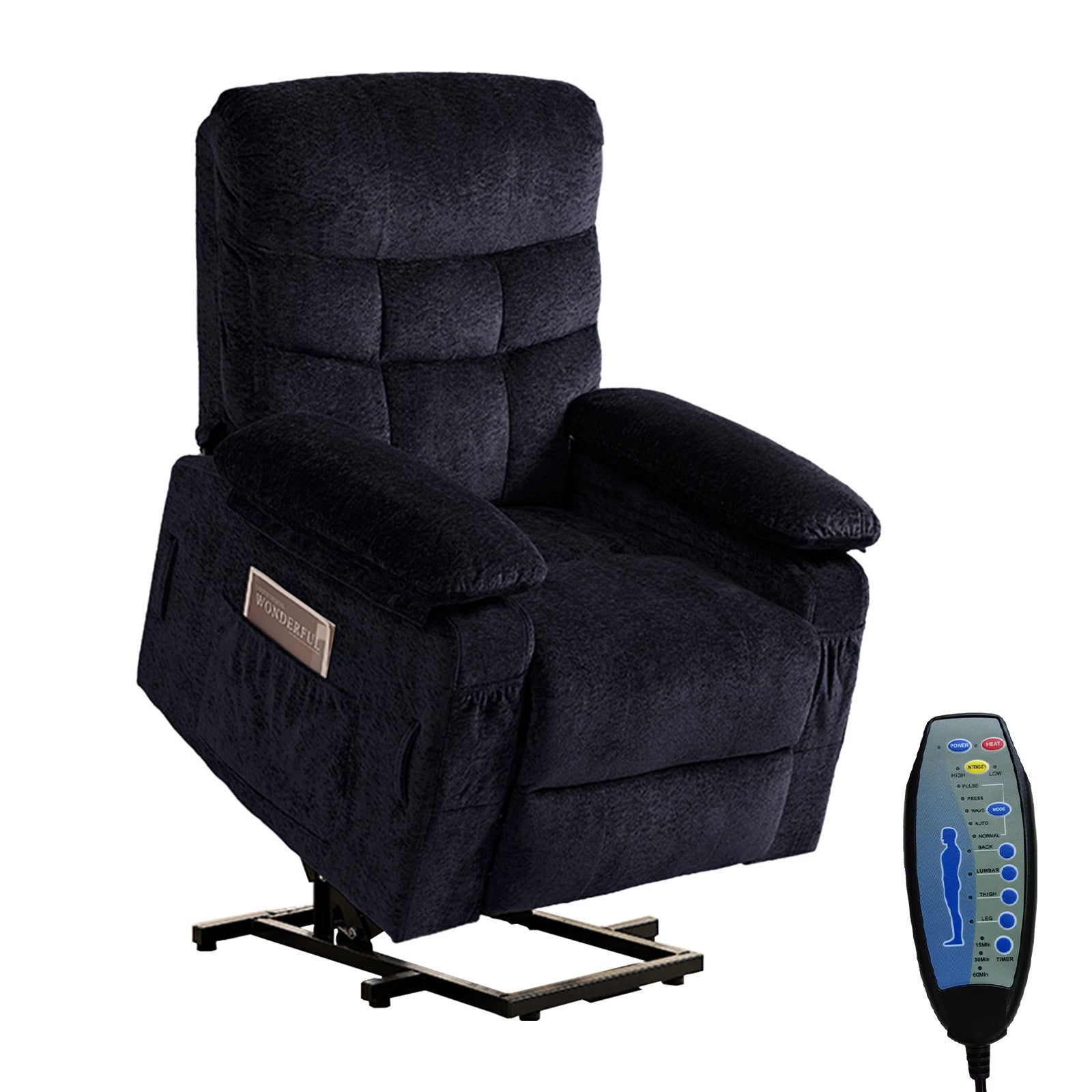 BALUS Oversized Power Lift Recliner with Dual Motor for Elderly, Velvet Arm Chair with Heat and Massage for Living Room