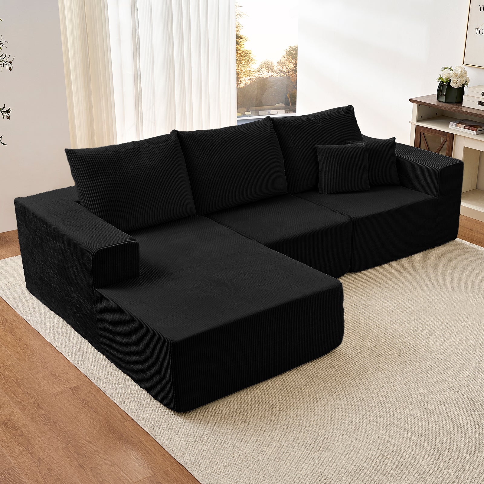 Puremind 108” Modular Sectional Sofa, Cloud Sectional Couch with Deep Seat, L-Shaped Sofa Couch with Chaise for Living Room/Apartment