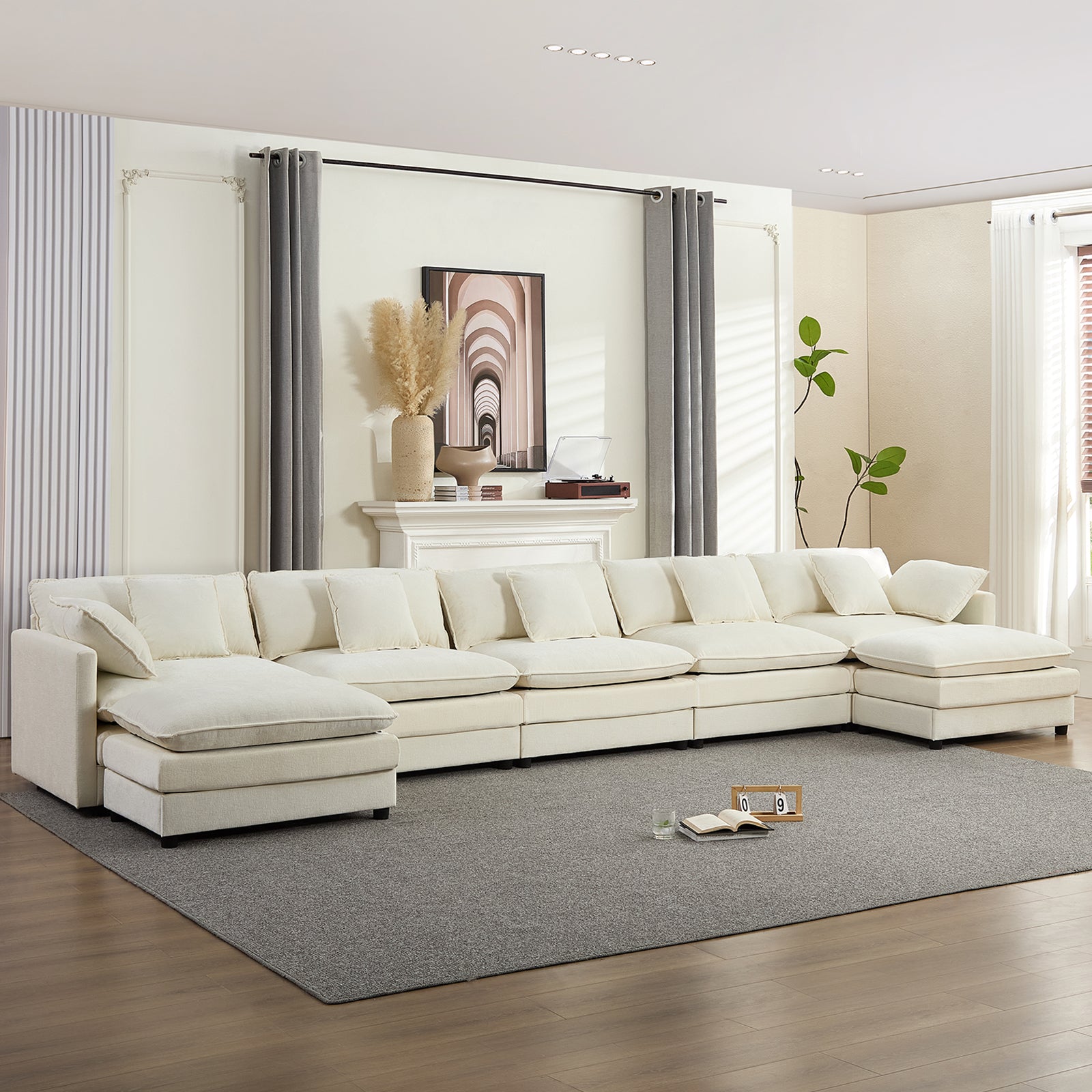 Puremind Modular Sectional Sofa with Movable Ottomans, 5-Seater U Shaped Comfy Cloud Couch for Living Room/Apartment