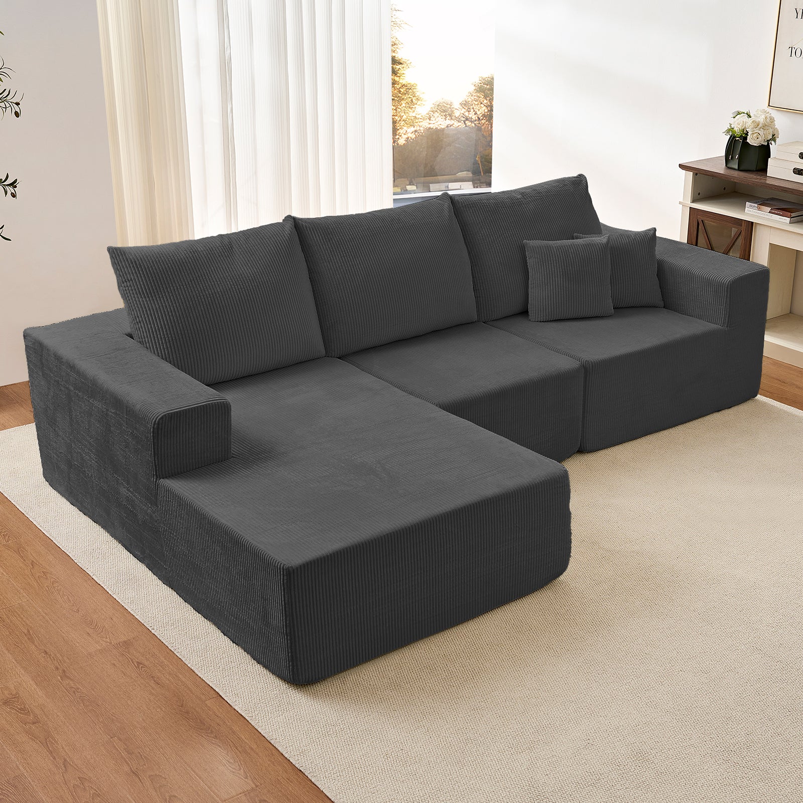 Puremind 108” Modular Sectional Sofa, Cloud Sectional Couch with Deep Seat, L-Shaped Sofa Couch with Chaise for Living Room/Apartment