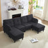 Puremind U Shaped Sofa, Upholstered Sectional Couch with Movable Ottoman, Modern 4 Seat Sofas and Couches for Living room/Apartment