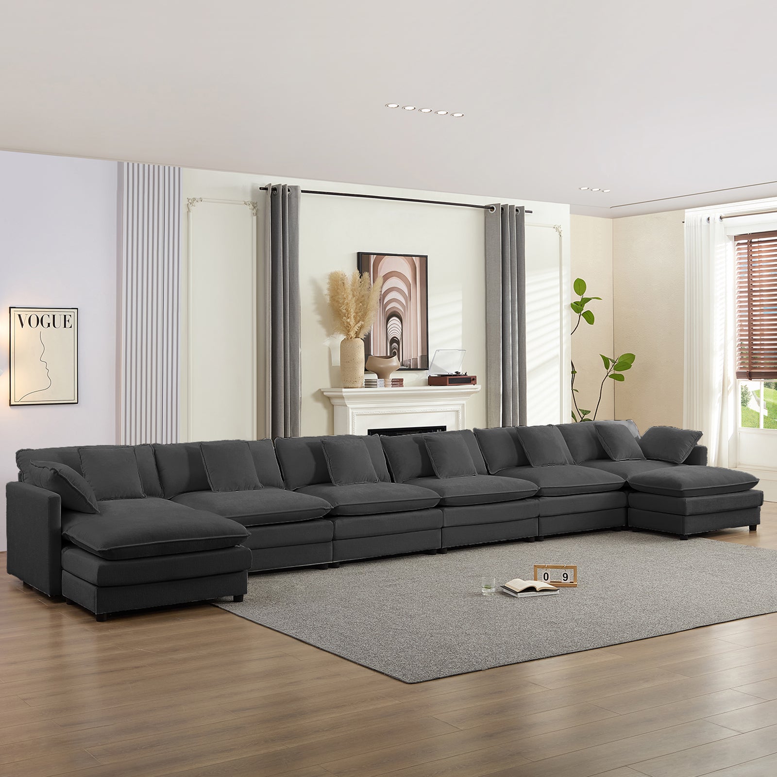 Puremind Modular Sectional Sofa with Movable Ottomans, 5-Seater U Shaped Comfy Cloud Couch for Living Room/Apartment